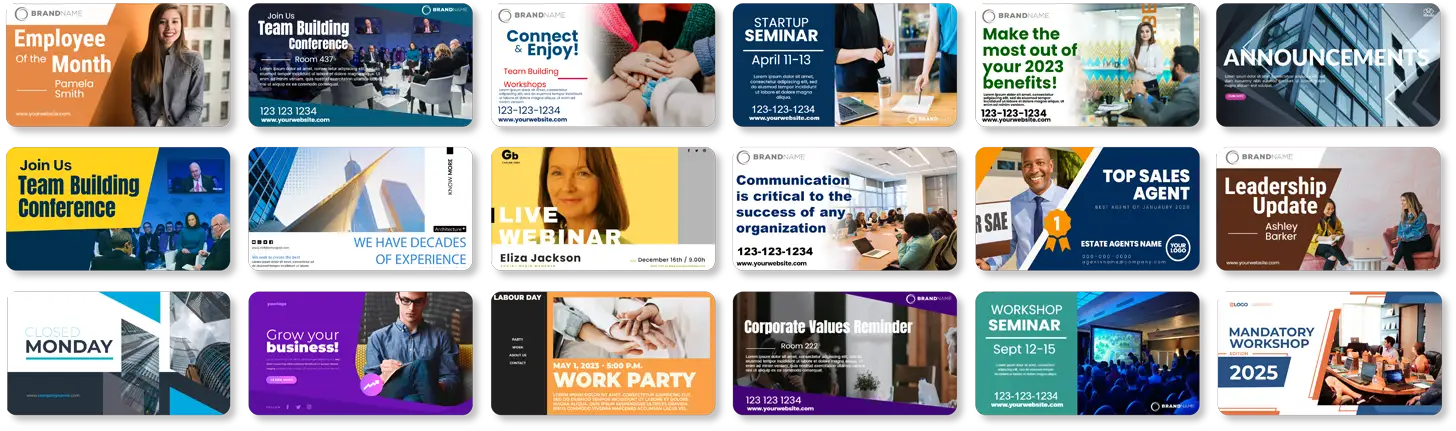 Corporate digital signage templates