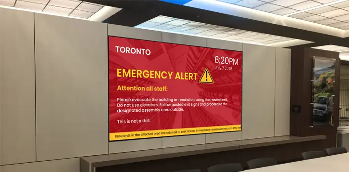 Automate urgent notifications using corporate digital signage